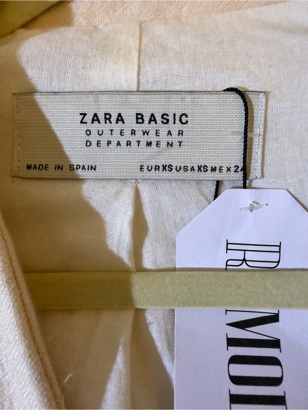 Zara Cream Open-Front Fringe Trim Coat with Embroidered Cuffs - Picture 4 of 7